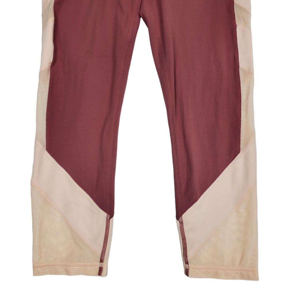 Athleta Two Tone Blush Rose Womens Stretch Leggings Mesh Inlay Size Small - Picture 5 of 15